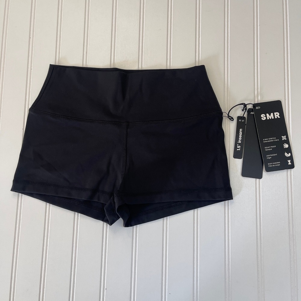 NWT Sommer Ray SMR Womens Black High Waisted 1.5 Inseam Active Shorts Small